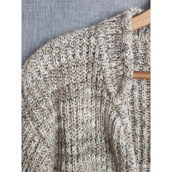 Vintage Open Cardigan Sweater Brown & Cream Varigated Medium - Picture 5 of 7